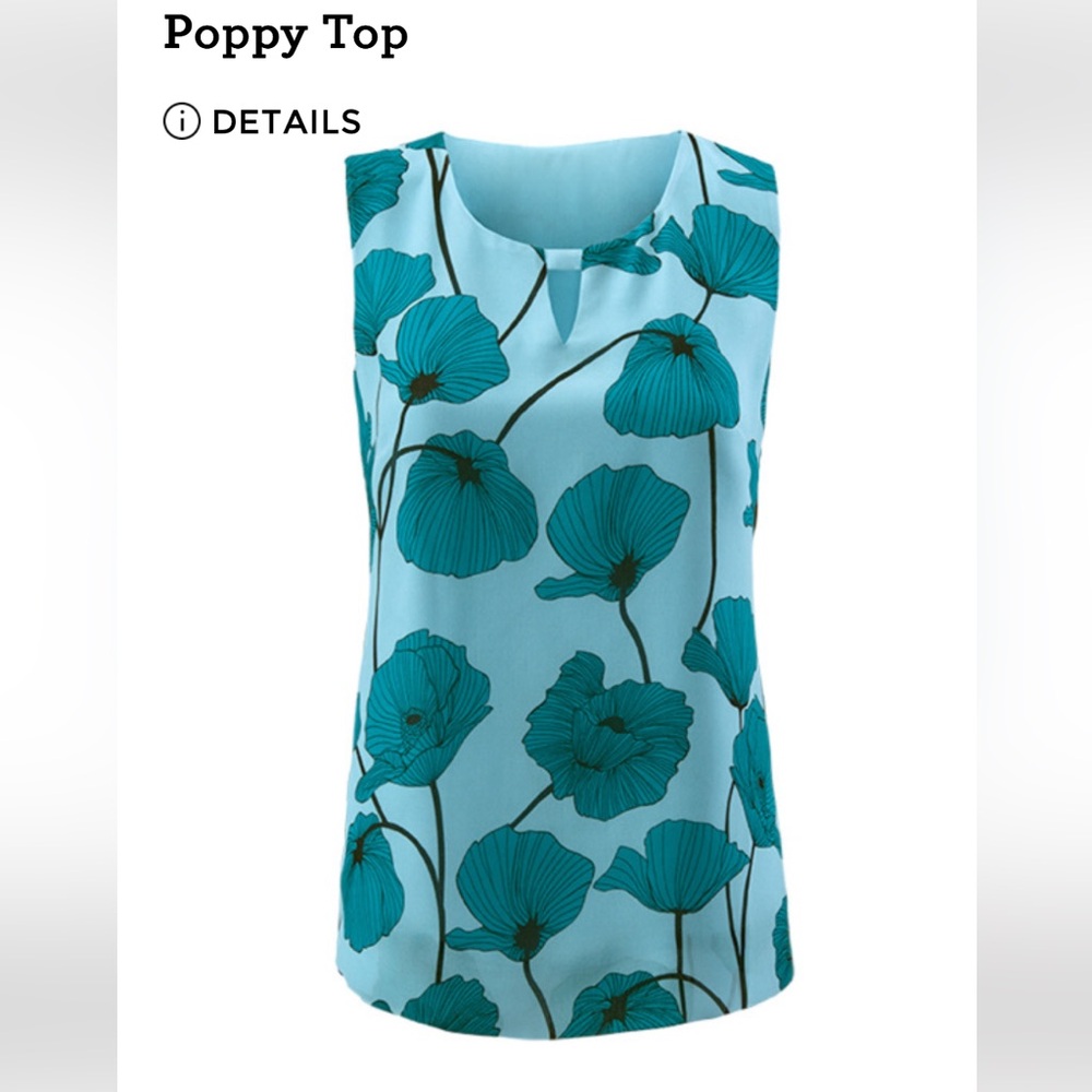 CAbi Poppy Top Teal Floral Women's Blouse